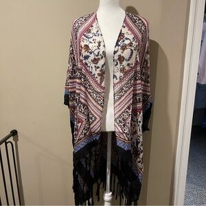 Bohemian Multicolor Kimono with Fringe